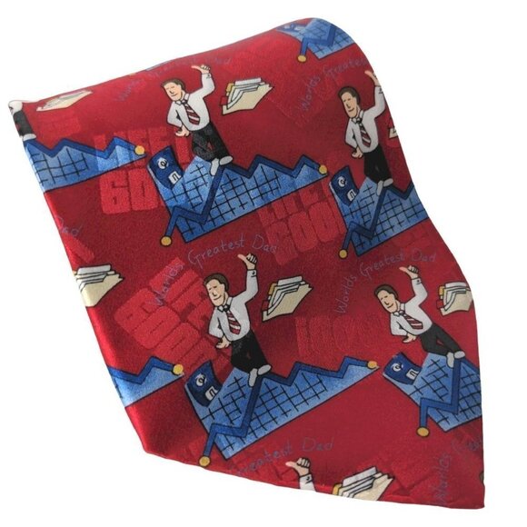 Vicky Davis World's Greatest Dad Silk Necktie - Picture 1 of 7